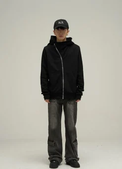 Discount HJK Exclusive Asymmetrical Zip Hooded Jacket Jackets