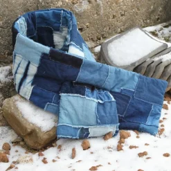 Online Indigo Patchwork Denim Scarf Accessories