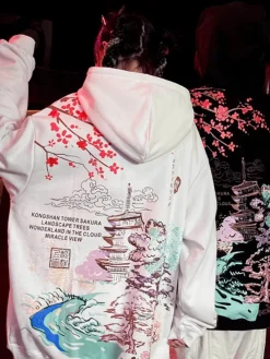 Clearance Japanese Landscape Hoodie Hoodies