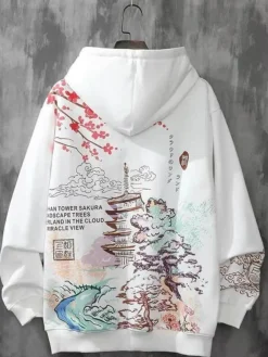 Clearance Japanese Landscape Hoodie Hoodies
