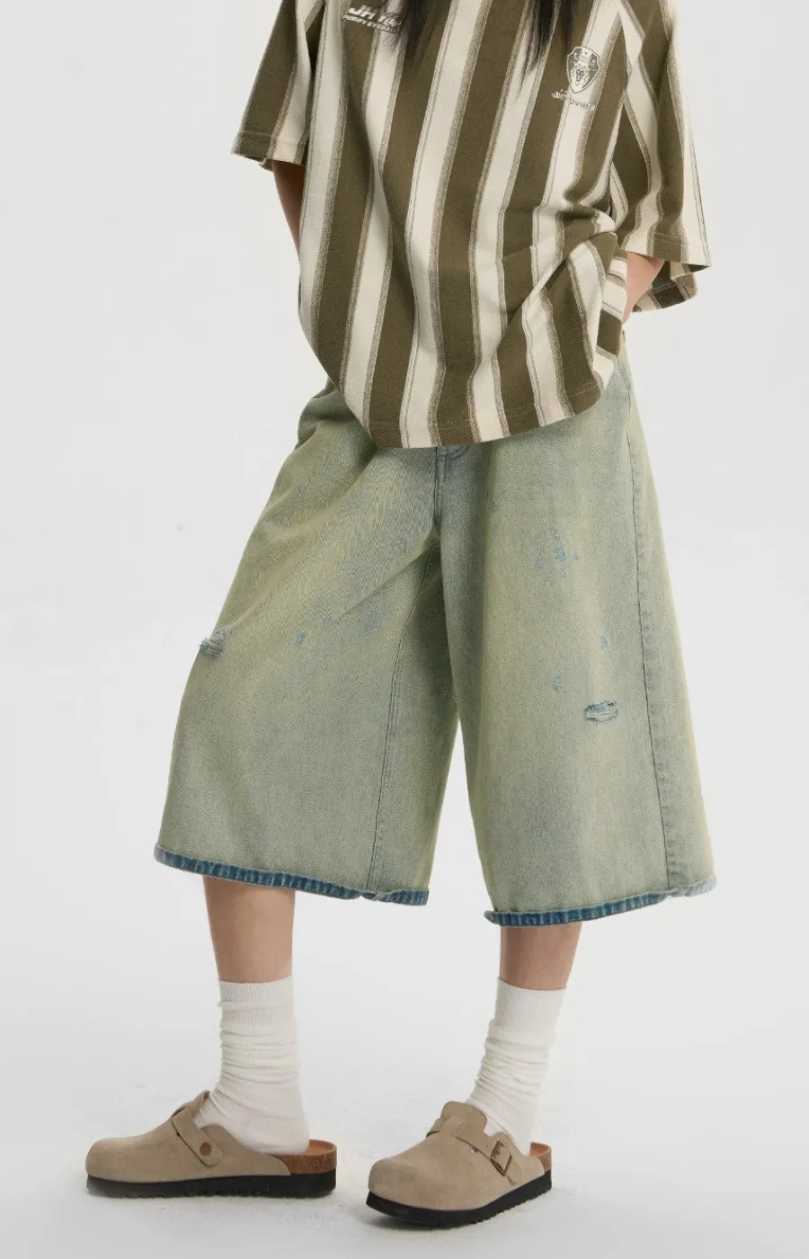 Online Capri Cut Light Wash Denim Shorts Shorts