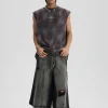 Outlet Ripped Grunge Capri Cut Denim Shorts Shorts