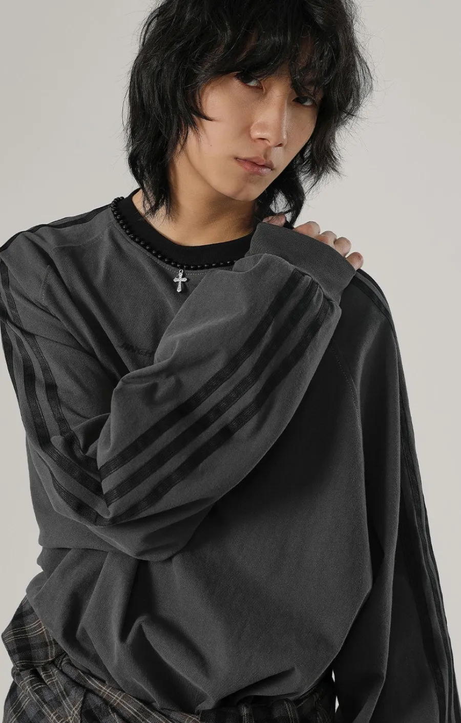Clearance Silver Beaded Cross Long Sleeve Shirts