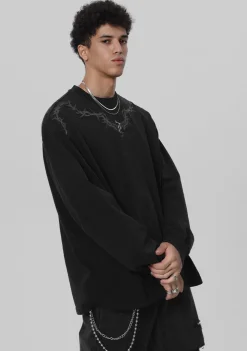 Clearance Washed Torn Collar Long Sleeve Shirts