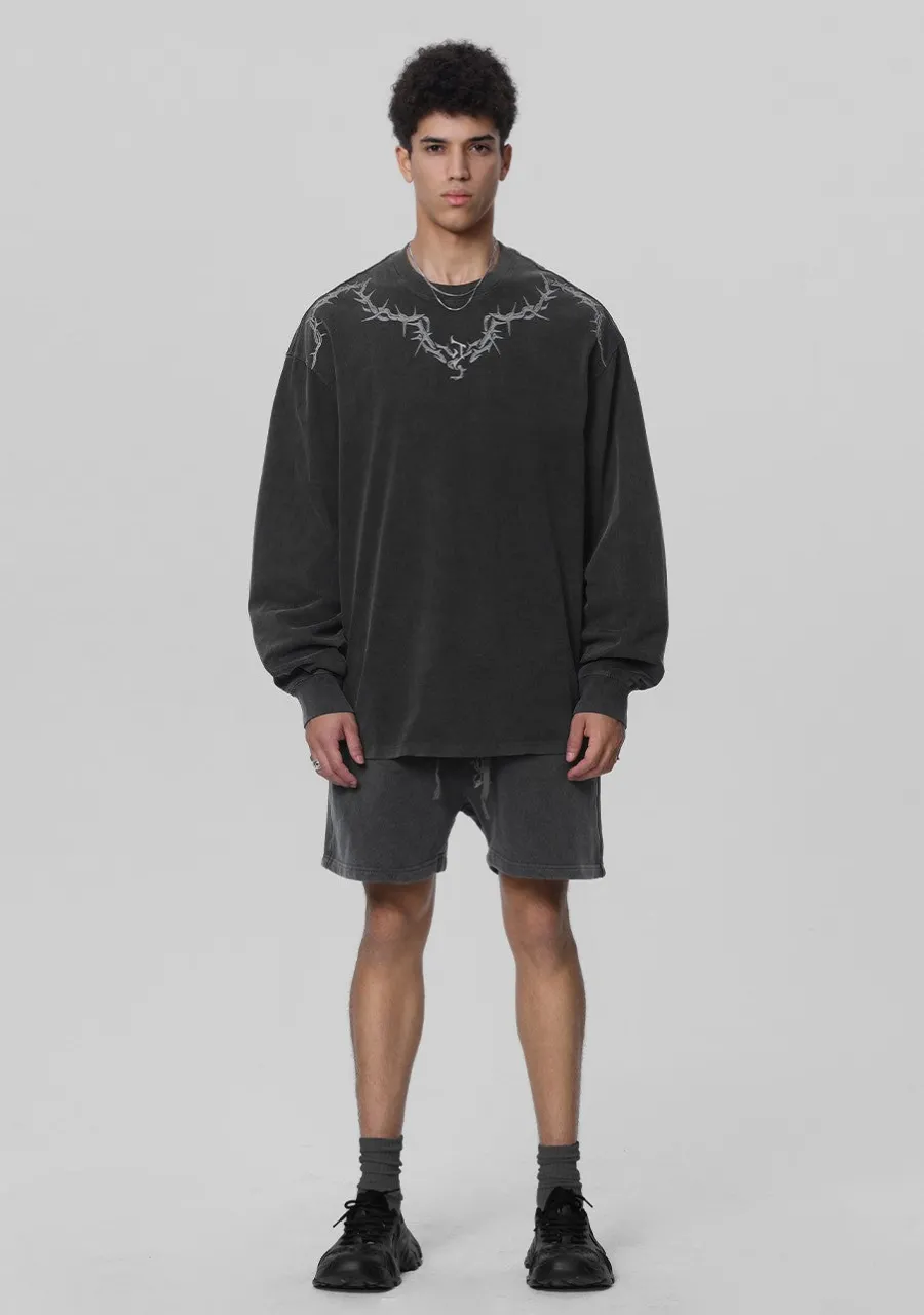 Clearance Washed Torn Collar Long Sleeve Shirts