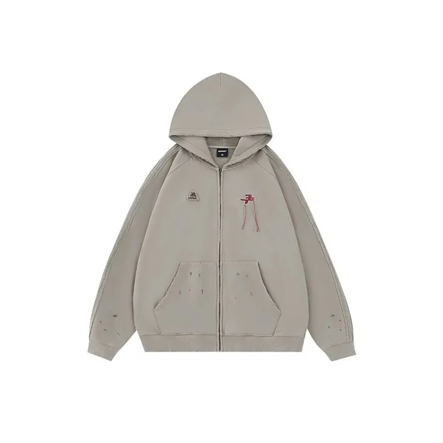 New Distressed Striped Zip Jacket Hoodies