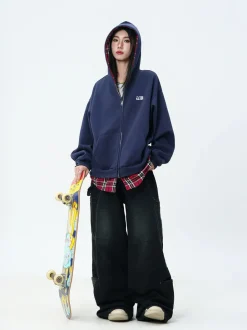 Online Layered Plaid Lined Zip Jacket Jackets | Hoodies