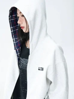 Online Layered Plaid Lined Zip Jacket Jackets | Hoodies