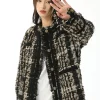 Outlet Retro Tweed Plaid Jacket Jackets