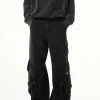 Fashion MADWITCH Kuro Denim Strap Cargo Pants Pants