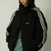 Discount Striped Puffer Jacket Jackets