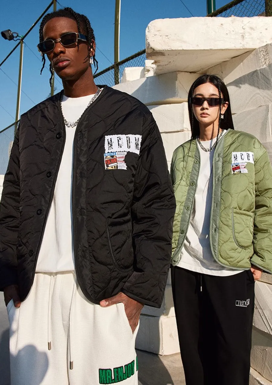 Fashion Patched Flyer Quilted Jacket Jackets