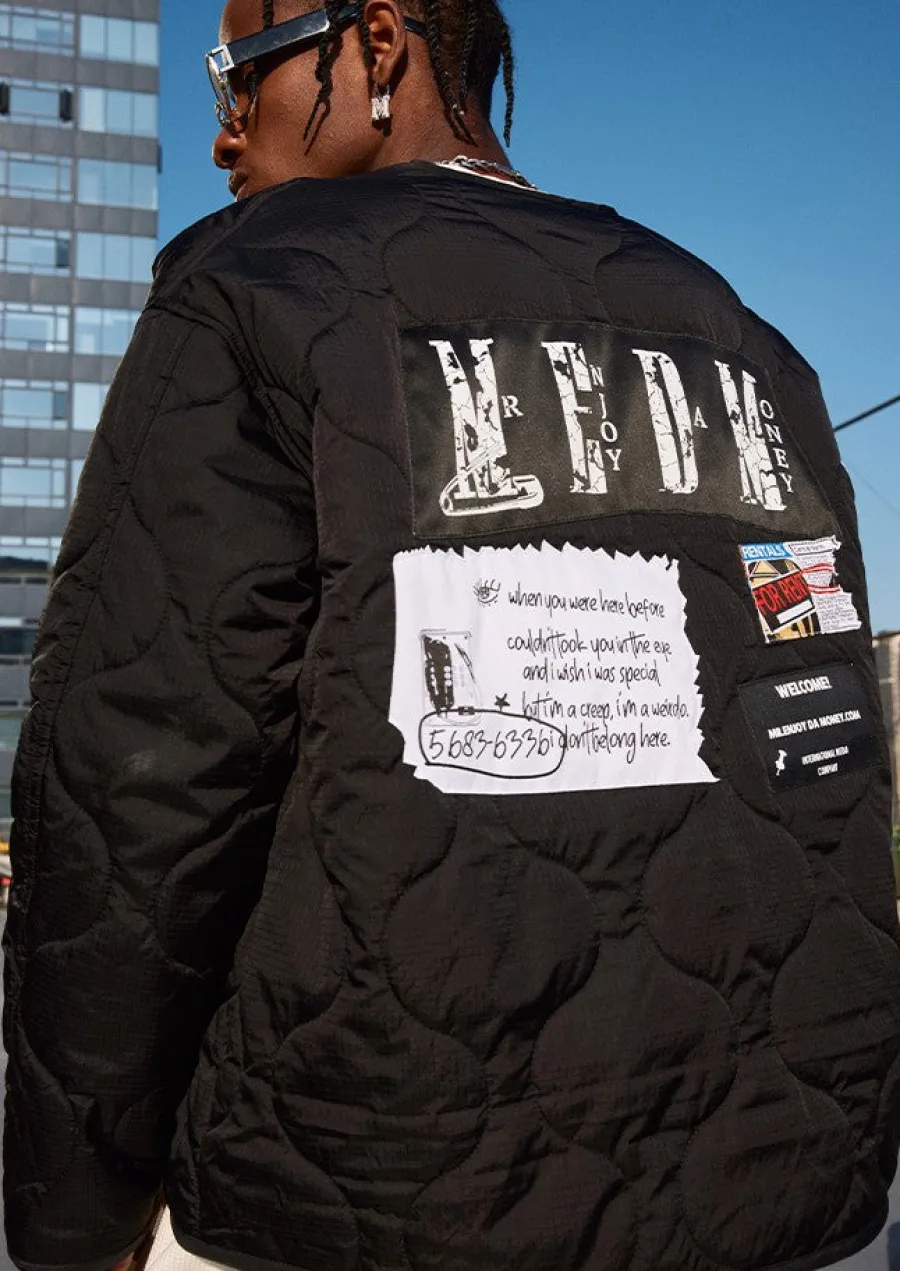Fashion Patched Flyer Quilted Jacket Jackets