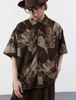 Fashion Boxy Cut Lotus Shirt Shirts