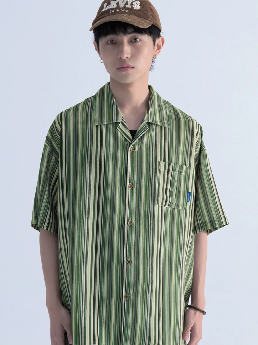 Sale Retro-Striped Button Up Shirts