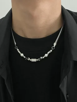 Fashion Silver Beaded Snake Chain Necklace Accessories