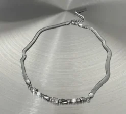 Fashion Silver Beaded Snake Chain Necklace Accessories