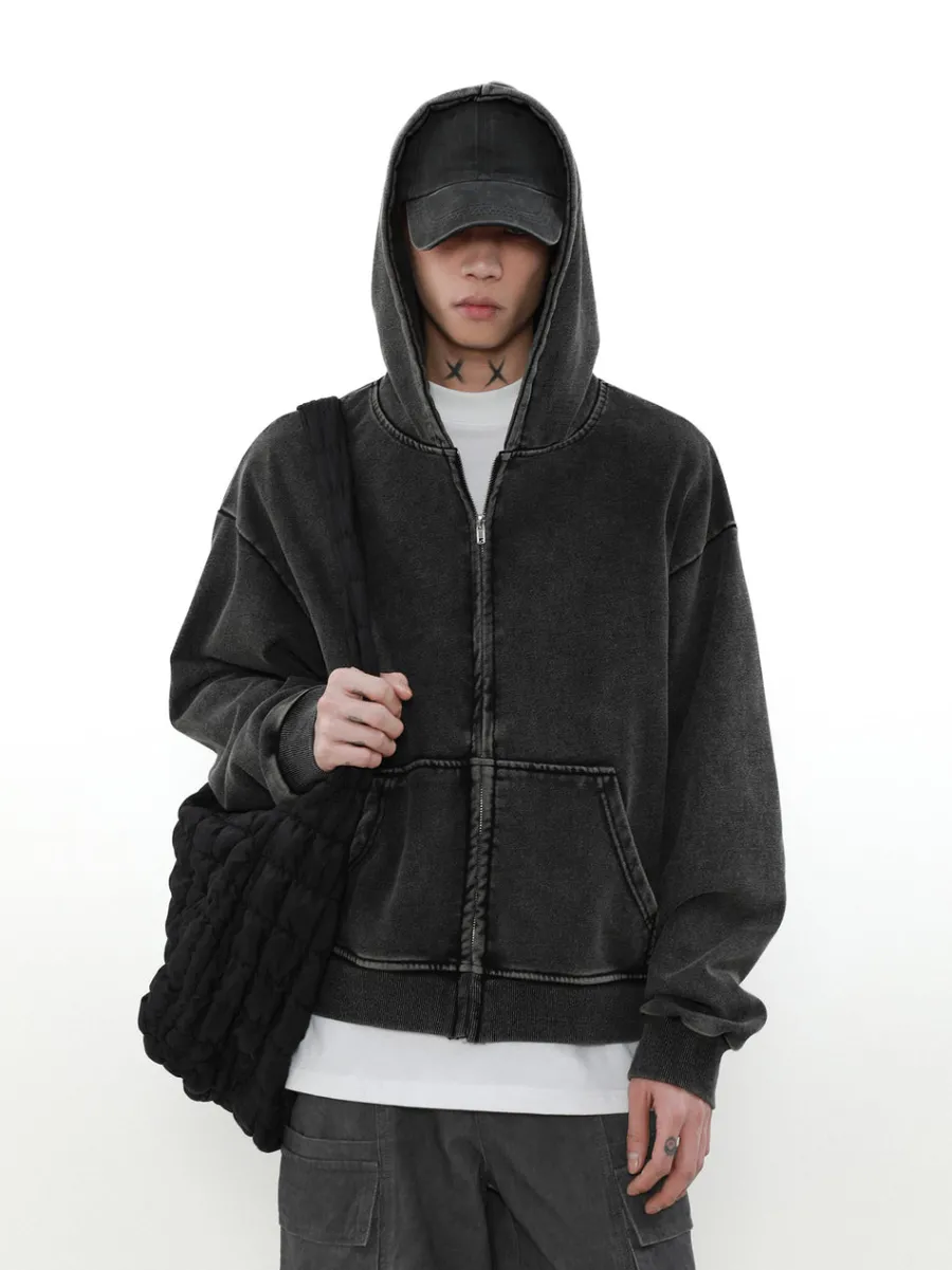 Outlet Heavyweight Vintage Washed Zip Jacket Jackets