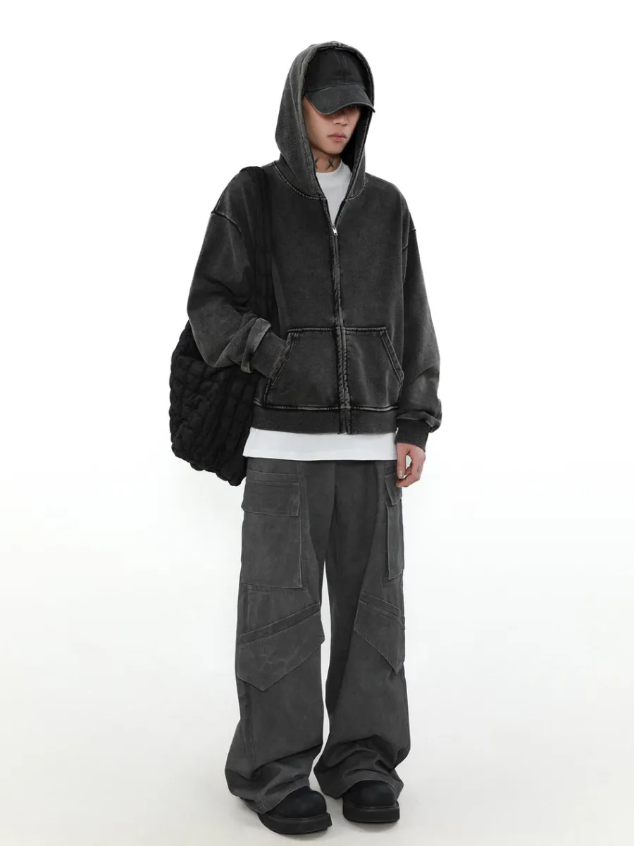 Outlet Heavyweight Vintage Washed Zip Jacket Jackets