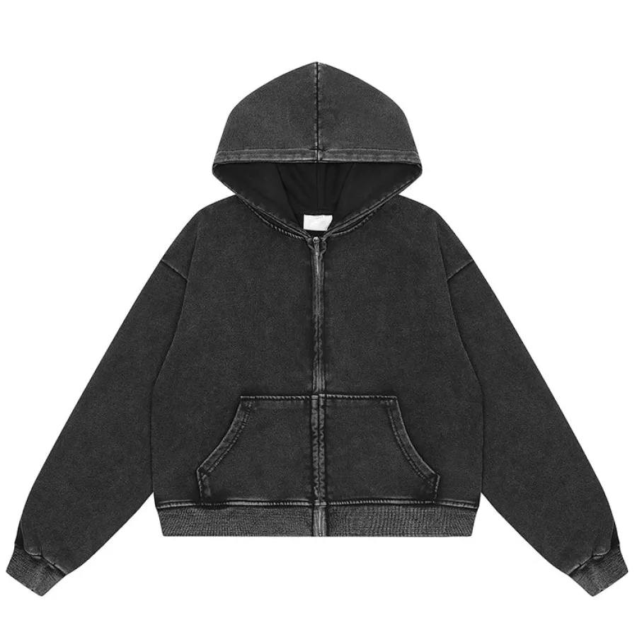 Outlet Heavyweight Vintage Washed Zip Jacket Jackets