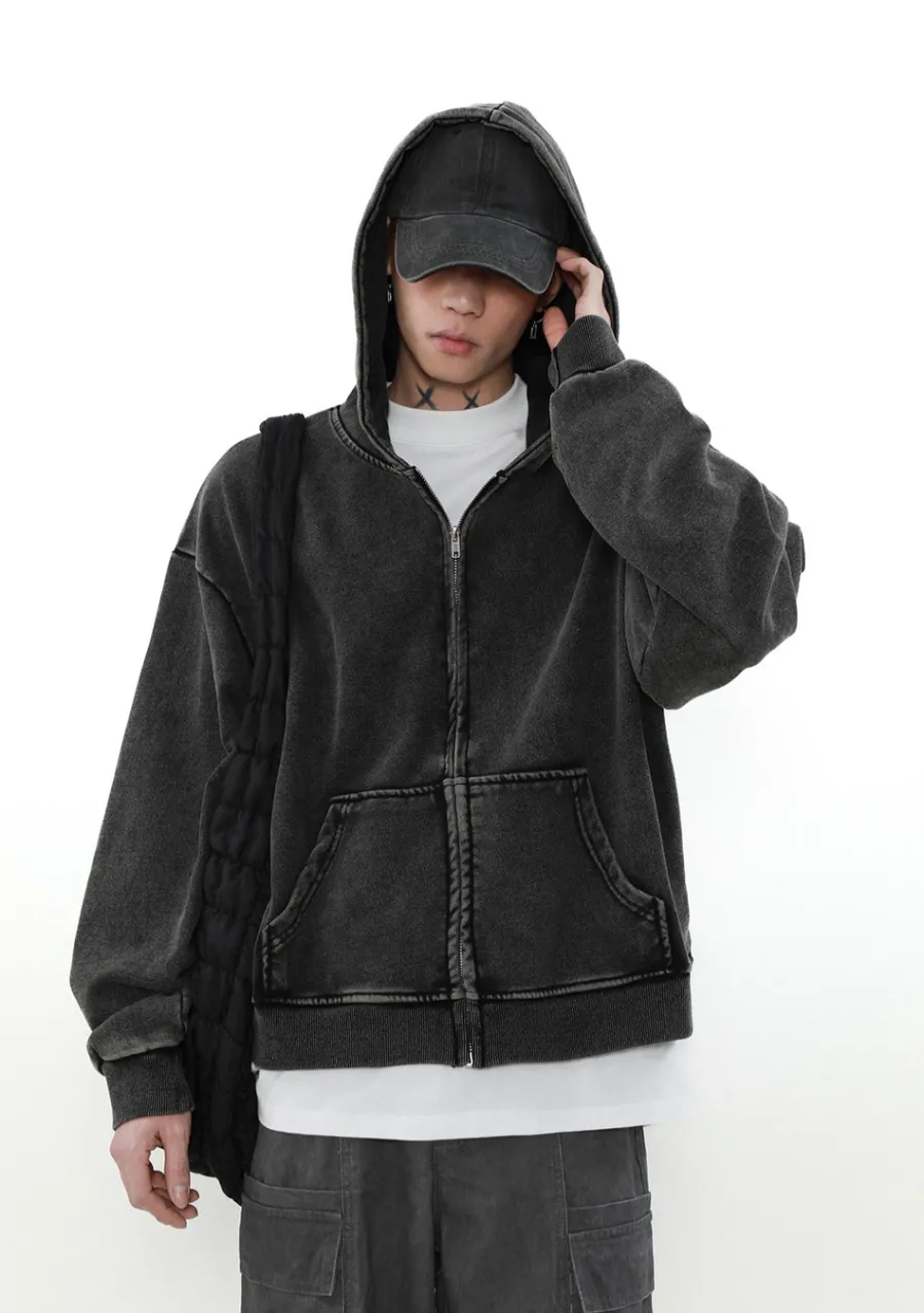 Outlet Heavyweight Vintage Washed Zip Jacket Jackets