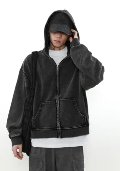 Outlet Heavyweight Vintage Washed Zip Jacket Jackets