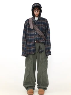 Outlet Shadow Plaid Hooded Flannel Jacket Jackets