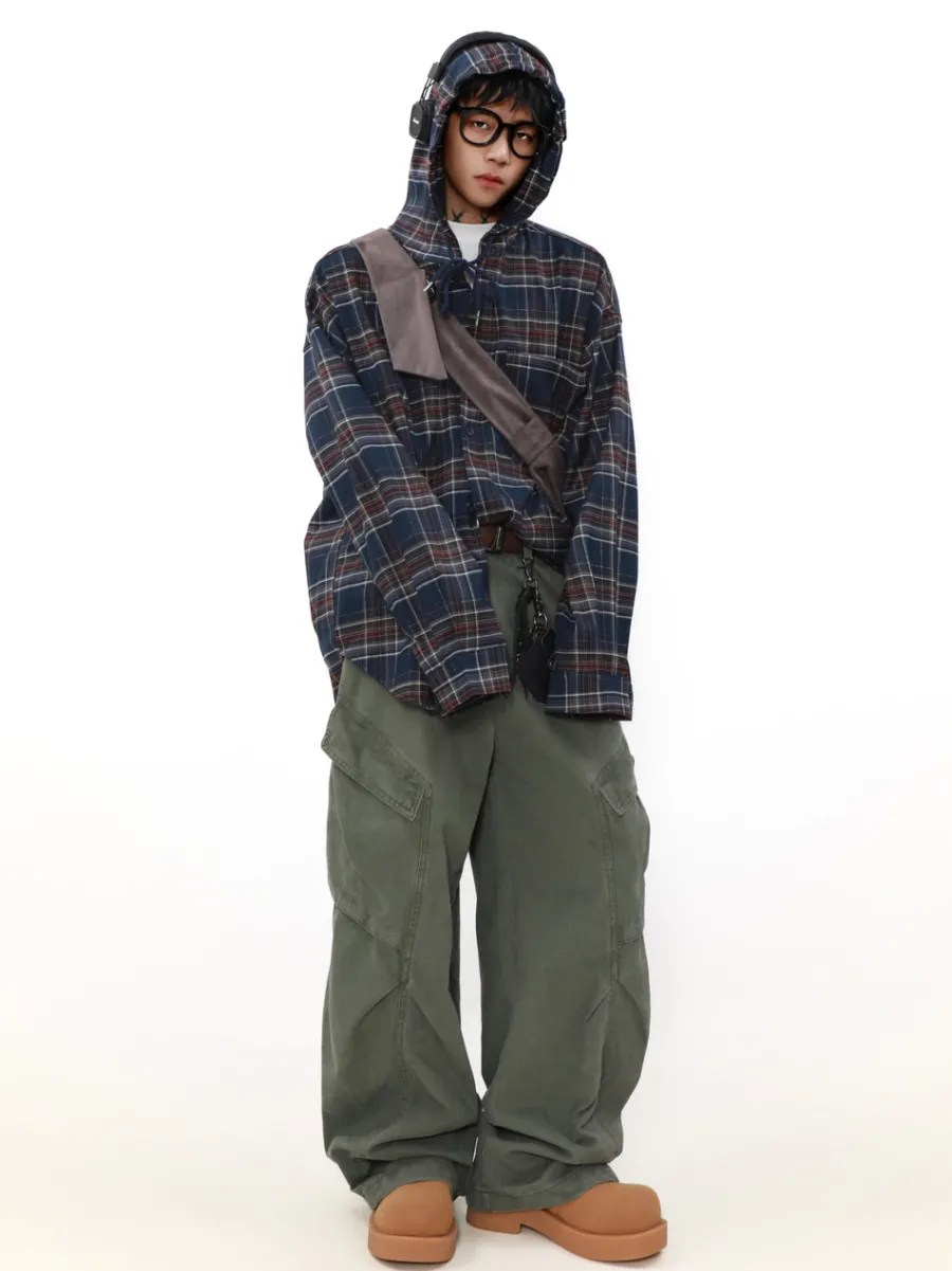 Outlet Shadow Plaid Hooded Flannel Jacket Jackets