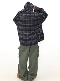 Outlet Shadow Plaid Hooded Flannel Jacket Jackets