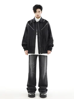 Outlet Star-Studded Bomber Jacket Jackets