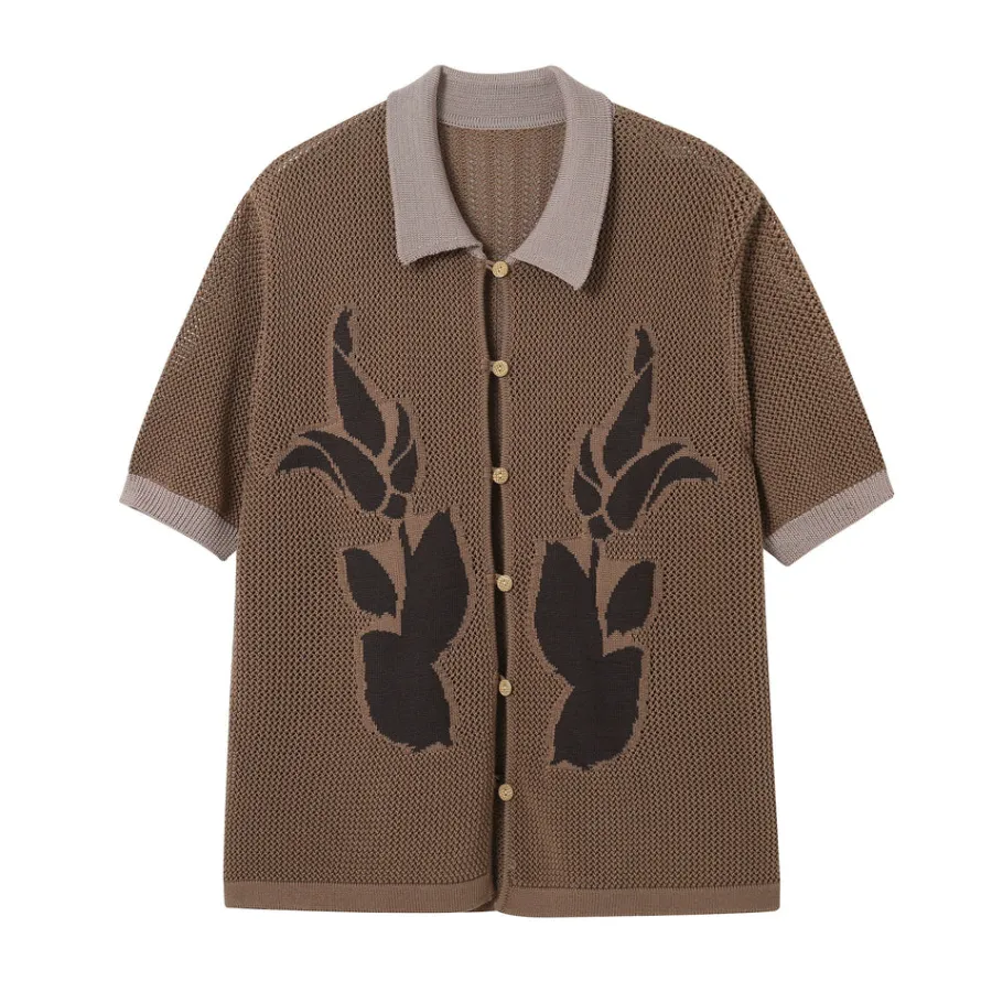 Outlet PHYSBOY Retro Leaf Crochet Button-Up Shirts