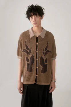 Outlet PHYSBOY Retro Leaf Crochet Button-Up Shirts