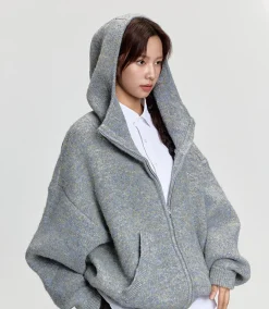 Hot Mohair Double Zipped Hooded Sweater Sweaters | Jackets