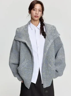 Hot Mohair Double Zipped Hooded Sweater Sweaters | Jackets