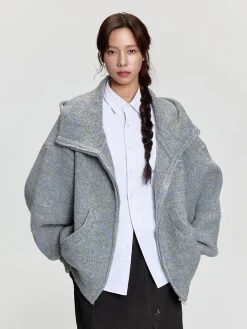 Hot Mohair Double Zipped Hooded Sweater Sweaters | Jackets