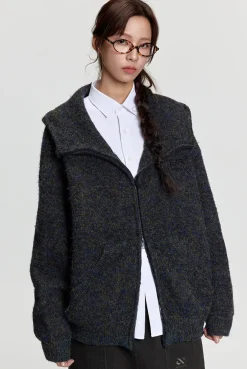 Hot Mohair Double Zipped Hooded Sweater Sweaters | Jackets