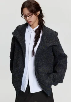 Hot Mohair Double Zipped Hooded Sweater Sweaters | Jackets