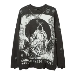 Discount Reaper Ripped Knit Sweater Sweaters