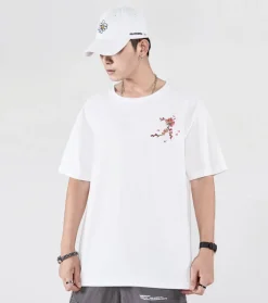 Fashion Sakura Flowers Embroidered Tee T-Shirts