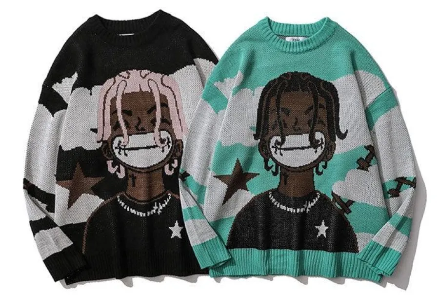 Best “Smile” Anime Knit Sweater Sweaters
