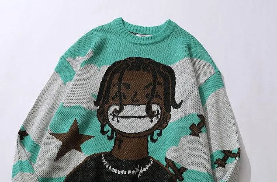 Best “Smile” Anime Knit Sweater Sweaters