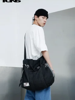 Clearance Washed Denim Distressed Messenger Bag Accessories