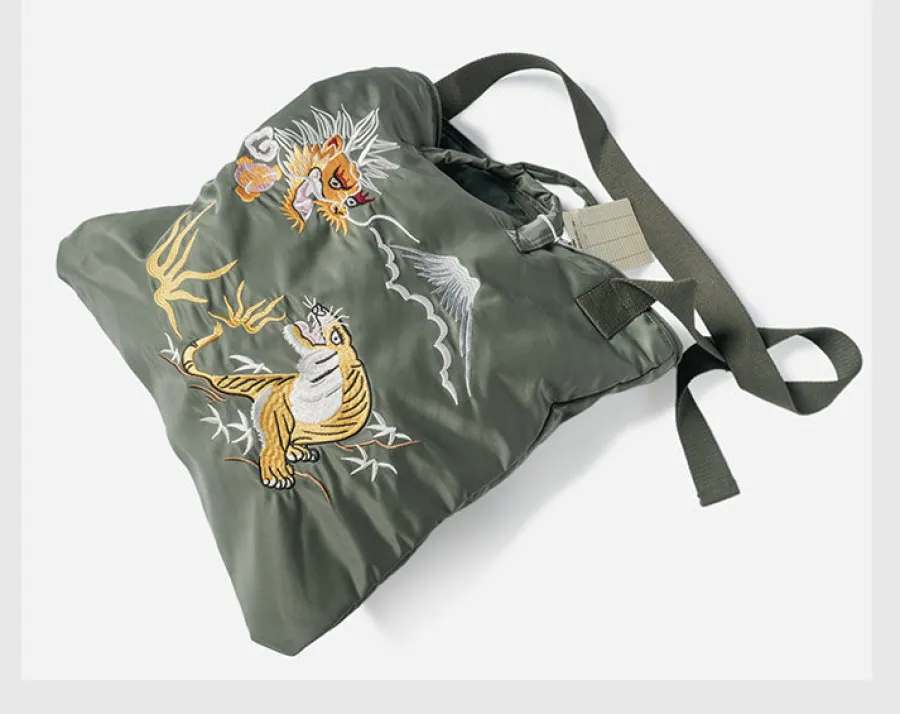 Online Vintage Style "Yokosuka" Embroidered Nylon Bag Accessories