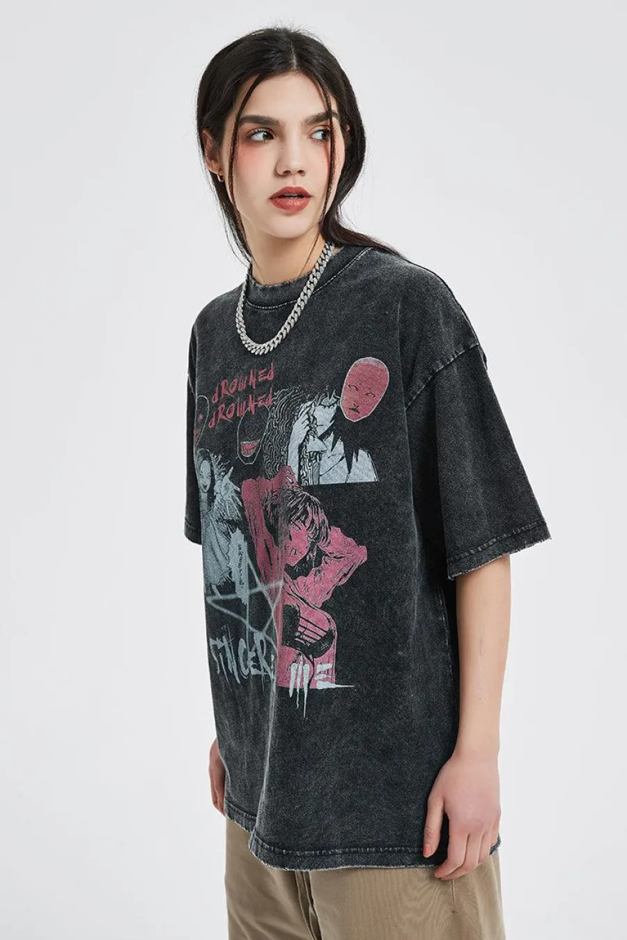 Outlet Vintage Washed "Tomie" Oversized Tee T-Shirts