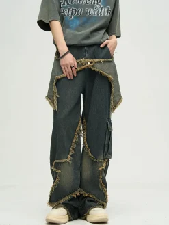 New Raw Edge Star Stitched Jeans Jeans
