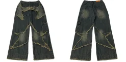 New Raw Edge Star Stitched Jeans Jeans