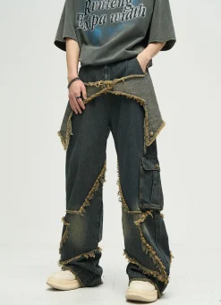 New Raw Edge Star Stitched Jeans Jeans