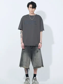 Fashion Vintage Raw Edge Denim Shorts Shorts