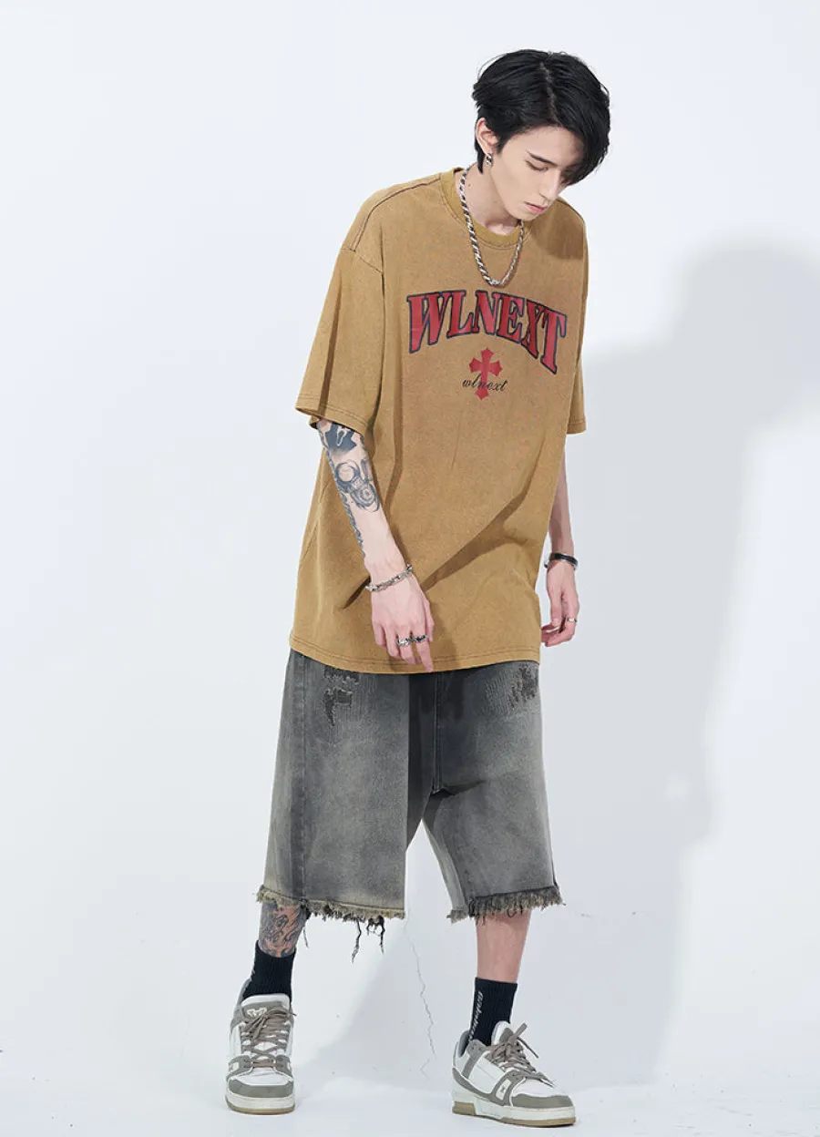 Fashion Vintage Raw Edge Denim Shorts Shorts