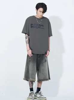 Fashion Vintage Raw Edge Denim Shorts Shorts